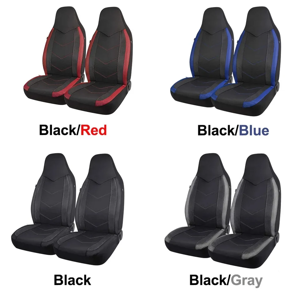 Coprisedili Universali Auto E SUV Jacquard - Set Anteriori Con Tasche - Compatibili Airbag Nero/Rosso