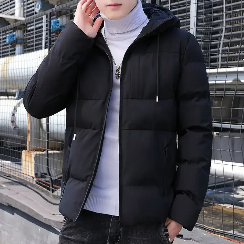 

Male Padded Coats Hooded Men's Down Jacket Elegant Padding Lightweight Winter 2024 Parkas Cold Korea Youth Clothes Hot Casual
