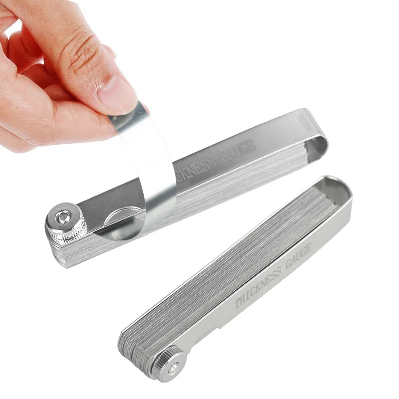고정밀 스테인레스 스틸 필러 게이지 32 블레이드 0.04-0.88mm 미터법/인치 간격 측정 도구 (자동차 수리, 기계용)