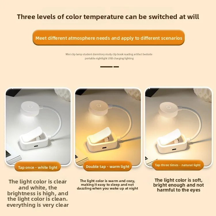 Mini LED Desk Light USB Rechargeable Lamp Eye-Protecting Clip-on Book Light Student Study Reading Desk Lamp Gift  Reading Lamp
