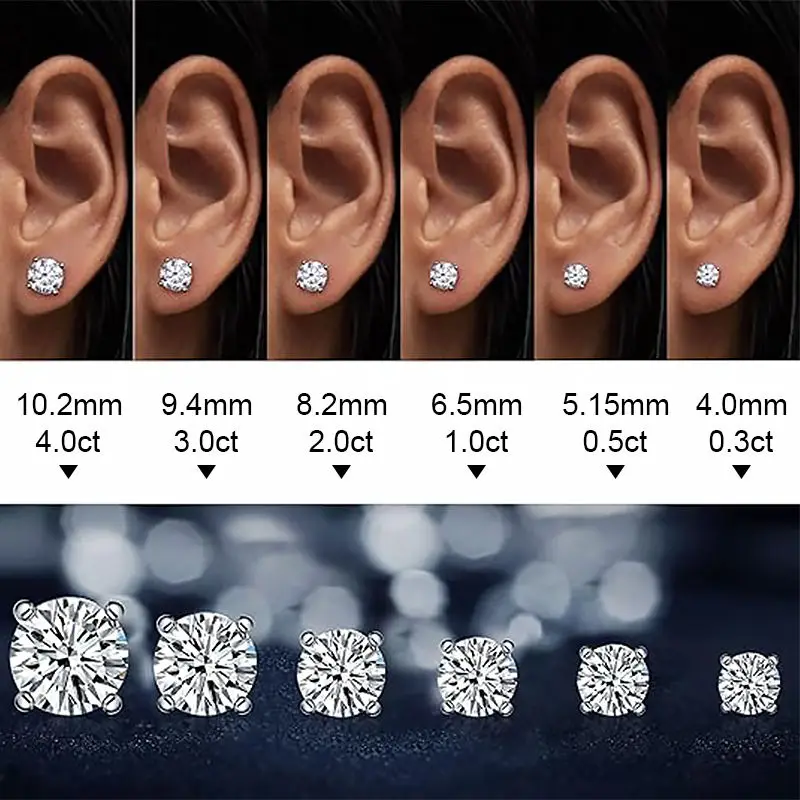 On Ear Diamond Earring Size Comparison Carat Diamond On Ear IGI