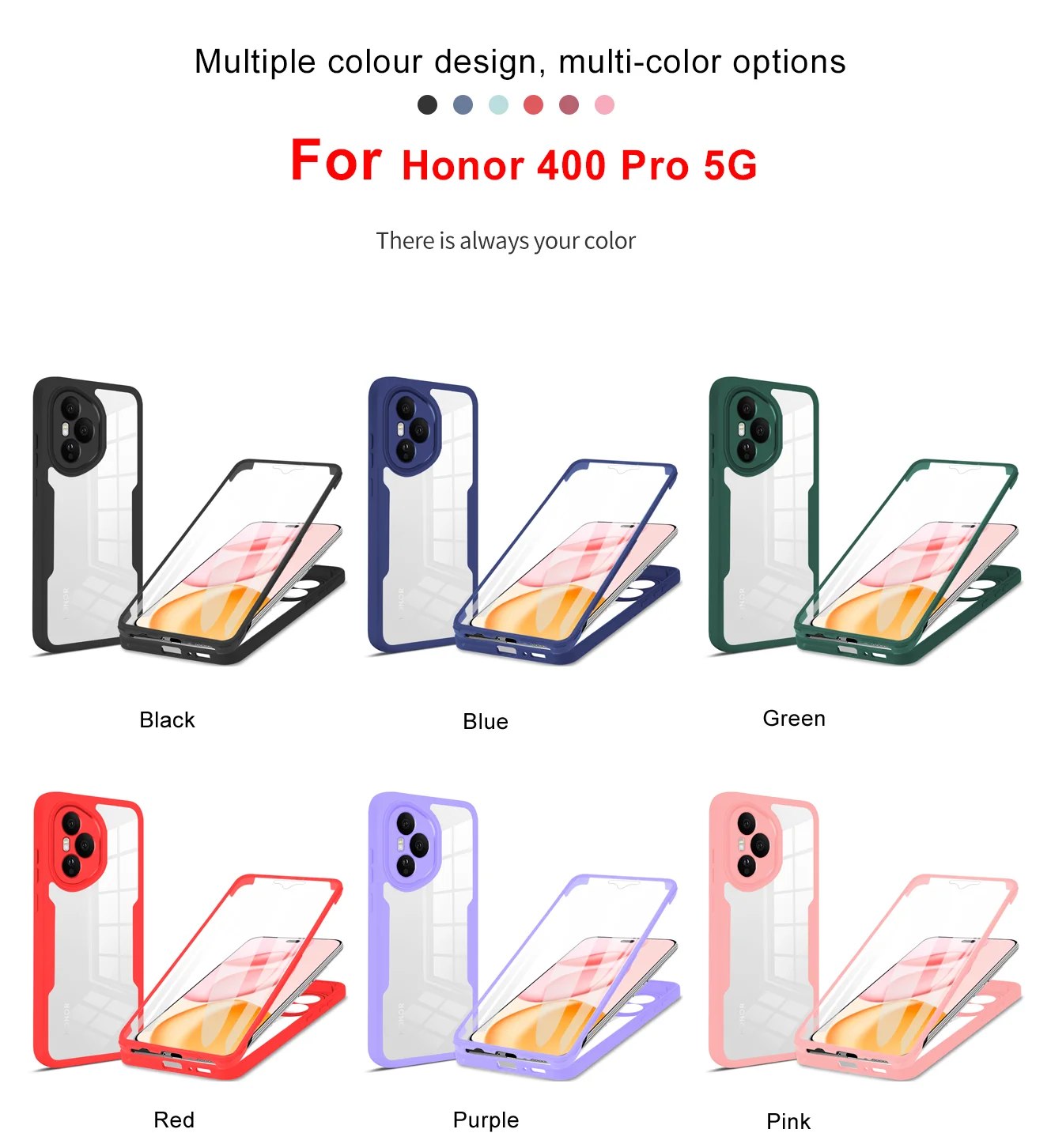 Enhanced Double-Sided 360° Full-Coverage Transparent TPU PC Anti-Fall Case