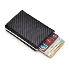 

Men Rfid Wallet Metal Case Aluminum Double Box Leather Credit Card Holders for women Slim Anti Protect Travel ID Cardholder