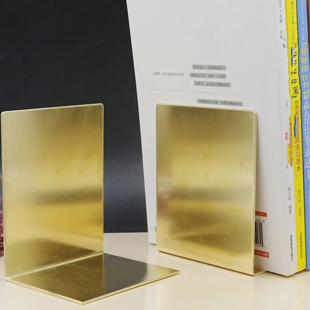 2pcs Copper Desktop Bookends Book Organizer Office Desktop Home Bookends Book Ends Stand Holder Shelf Bookrack sharkbang creative 2pcs golden boy bookends book stand holder bookshelf desktop organizer shelf office accessories stationery