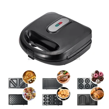 Alternative view of 6 in 1 breakfast machine sandwich machine waffle machine shell doughnut cake machine Panini nut machine electric griddle