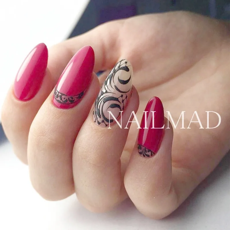 1 Sheet Russian Vines 3D Nail Art Stickers Black arabessque Nail Stickers Decals Adhesive Sticker Tattoo Slides
