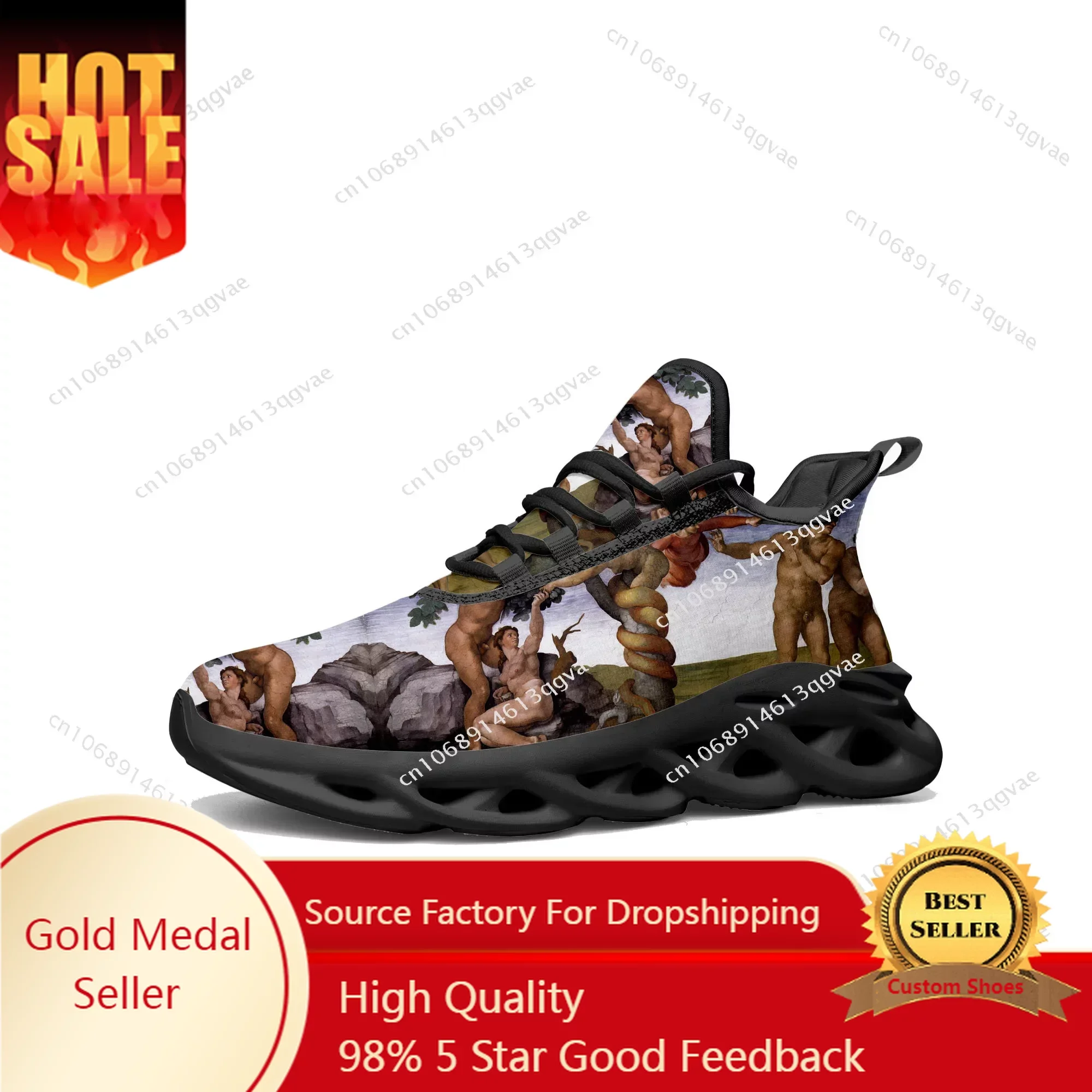 Peccato originale e cacciata dal Paradiso terrestre Flats Sneakers Mens Womens Sports Run Shoe High Quality Custom Mesh Footwear
