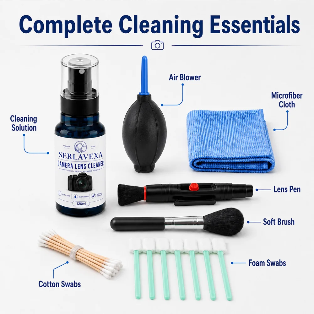 Kit di Pulizia Multiuso per Lenti Fotografiche, Spray Detergente per Schermi, Soffiatore d'Aria e Spazzola per DSLR, Laptop, Tastiere e Schermi di Telefoni - immagine 2