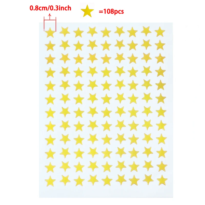 10sheets/bag Gold Star Sticker Stamping Five Pointed Star Sticker Children's Reward Sticker Teacher Praise Label