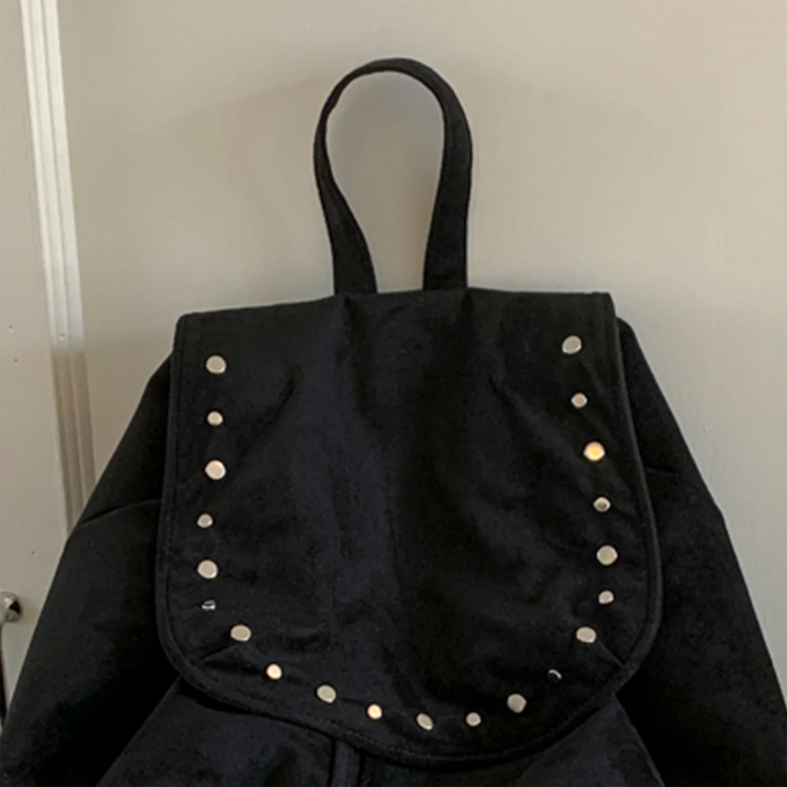 Faux Suede Shoulder Bag Solid Color Shoulder Bag Large Capacity Backpack for School Work Shopping Travel Daily Use