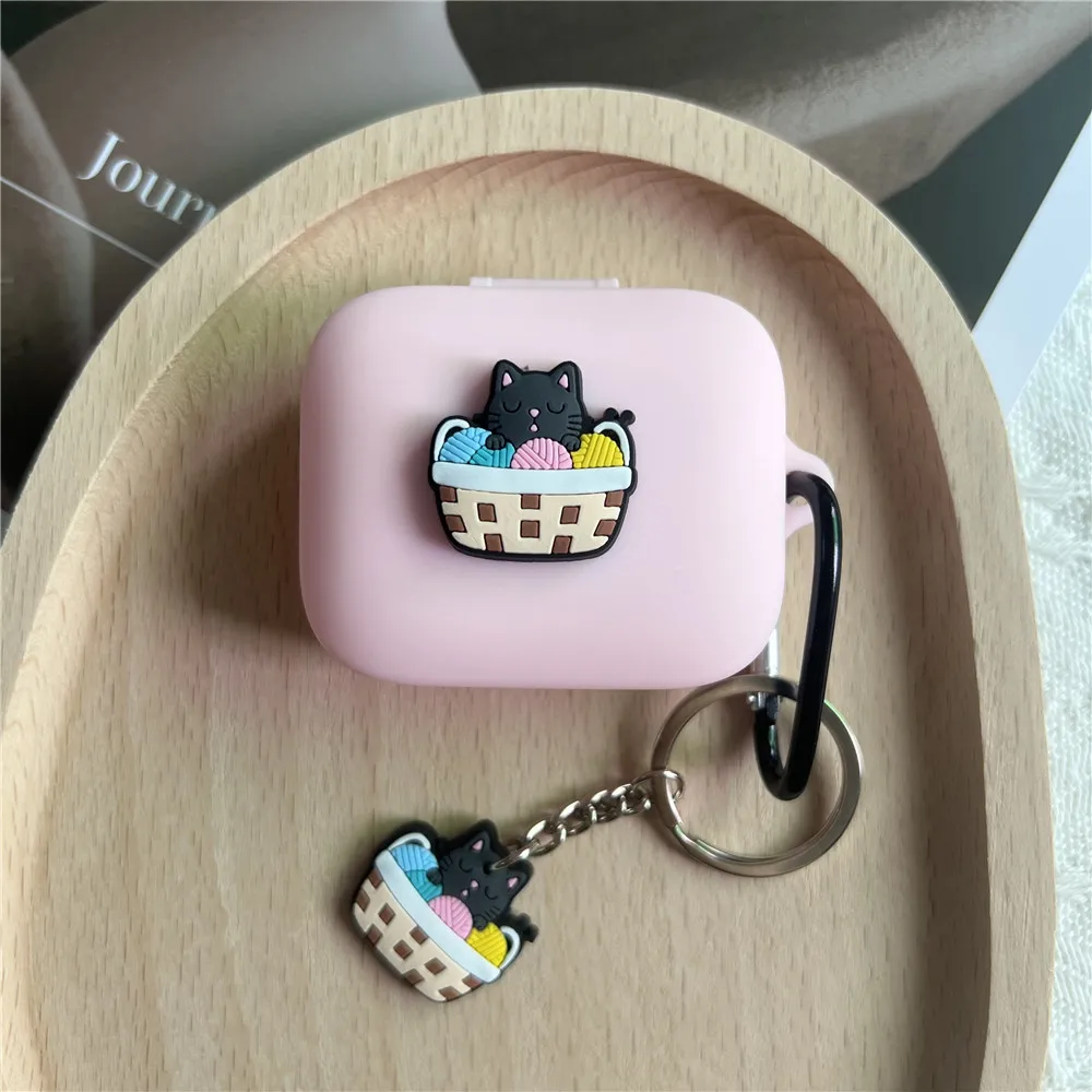 Cartoon Cat Silicone Protective Case with Keyring