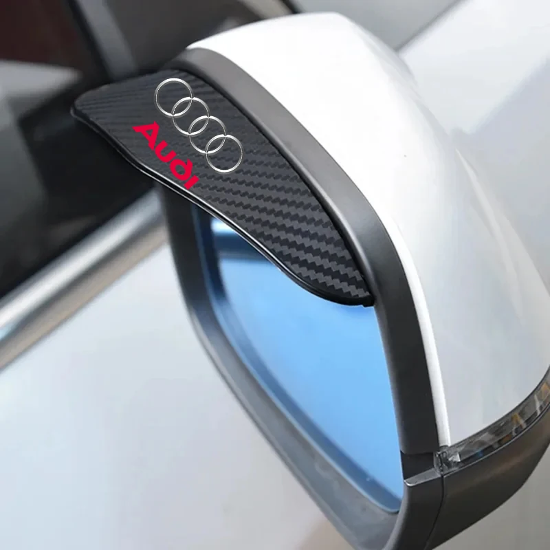 2Pcs Carbon Fiber Car Rearview Mirror Eyebrow Rain Cover For Audi A4 B5 B6 B7 8P 8V 8L A5 C7 4F A8 Q2 Q7 RS3 RS4 RS5 RS6 TT 4L