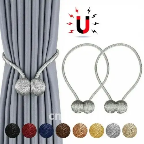 Description Picture 2 of item2PCS Magnetic Ball Curtain Tiebacks Tie Rope Accessory Rods Accessoires Backs Holdbacks Buckle Clips Hook Holder Home Decor