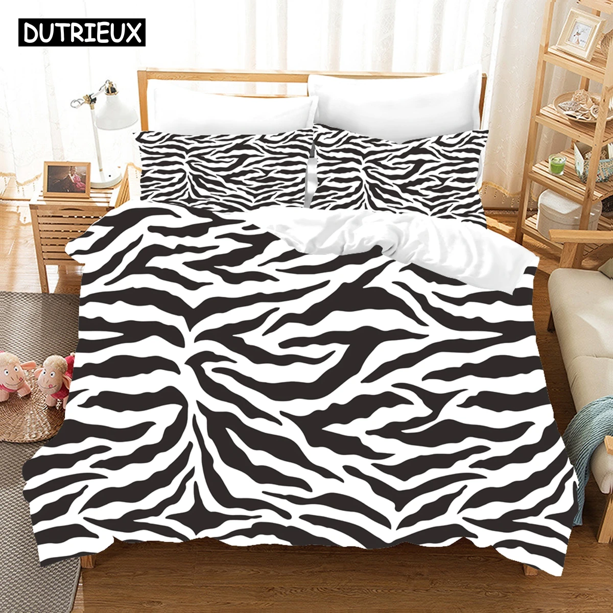 

3D Printed Leopard Print Bedding Set Down Quilt Cover With Pillowcase Double SIngle King 3D Printed Anime My Dress-U