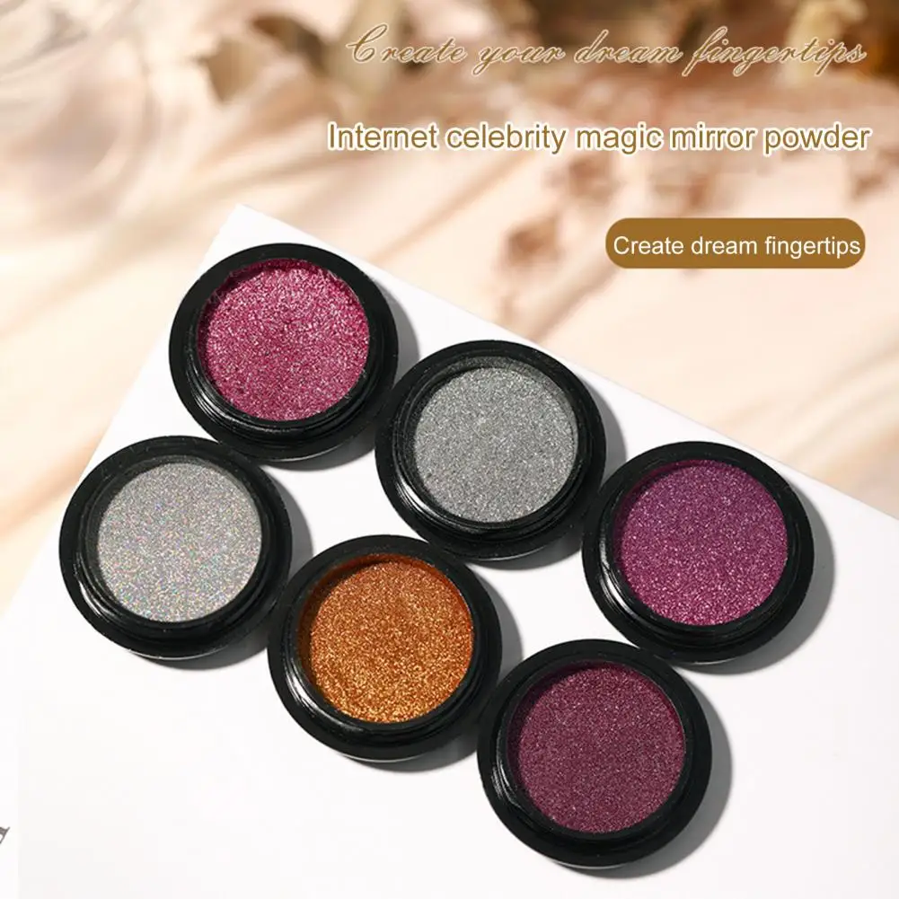 1 Set Beautiful Nail Art Powder No Irritation Manicure Easy to Apply Nail DIY Powder with Brush
