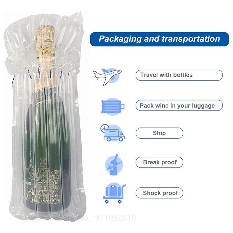 Wine Bottle Protector Bags for Airplane Travel Inflatable Bottle Shipper Wine Shipping Packaging Sleeve Bubble Cushion Wrap