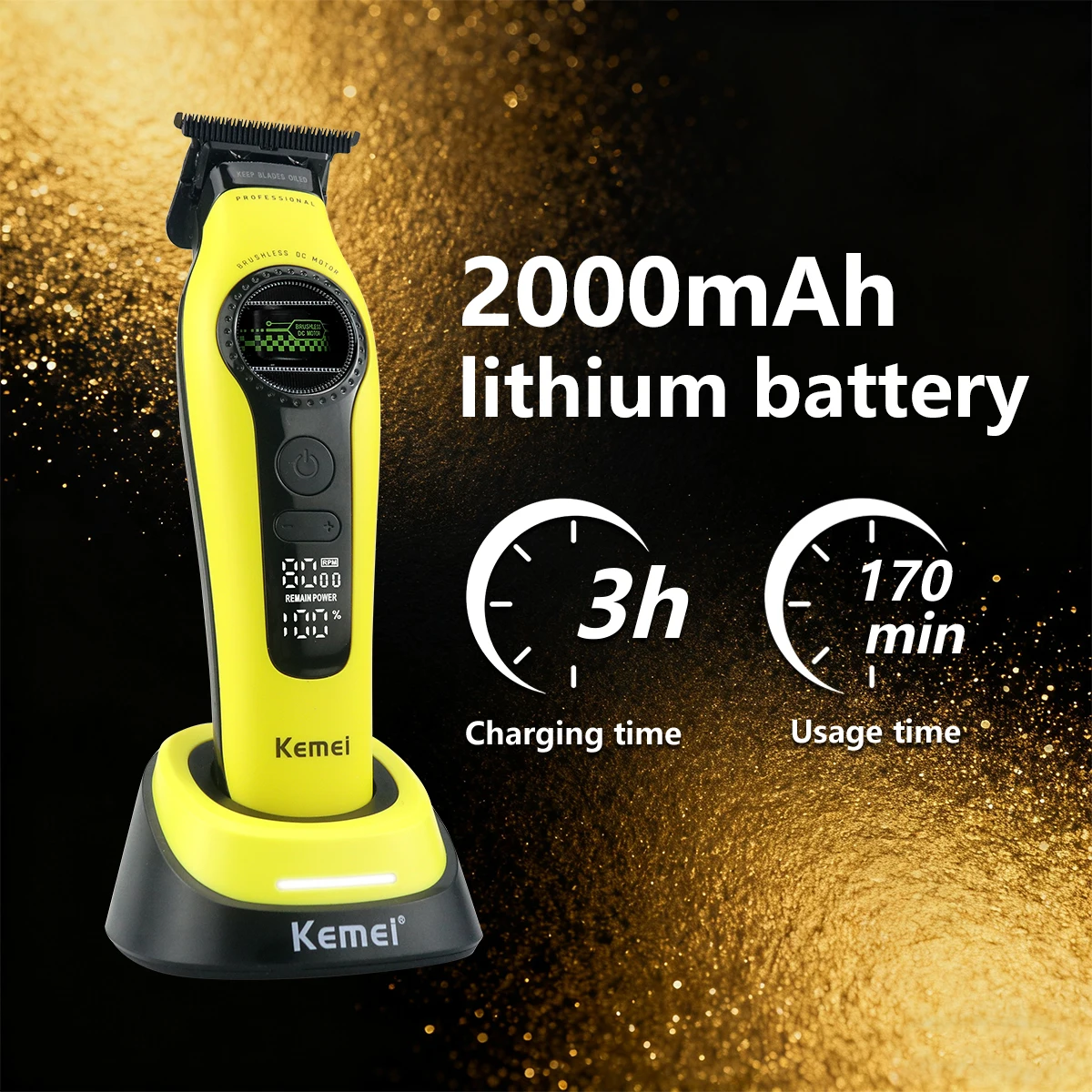Kemei KM-1595 プロ用コードレストリマー １台 KEMEI KM-1595 プロフェッショナルトリマー 8000RPM 外部ローター