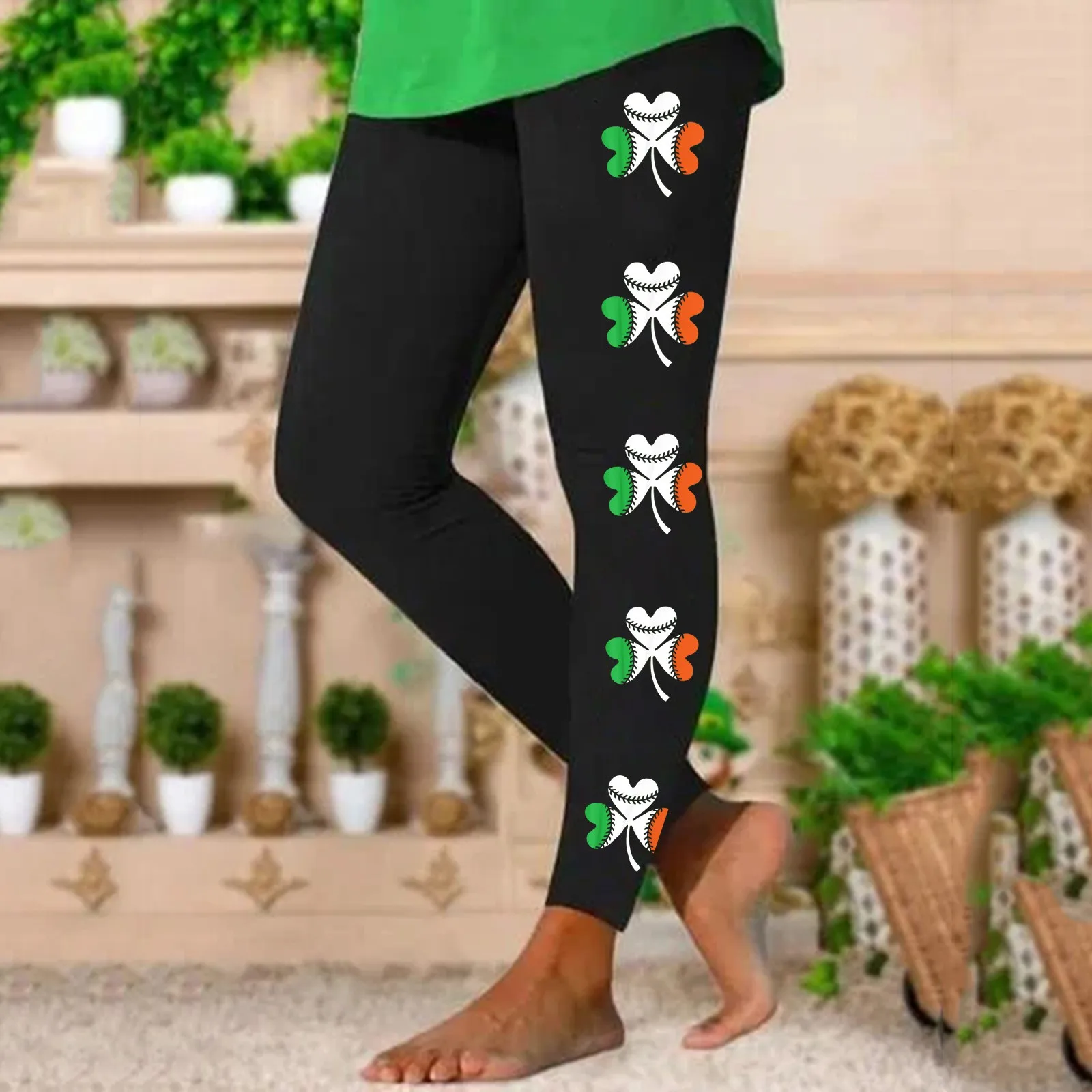 

Women'S Bottoms Irish-National-Day Yoga St-Patrick-Day Joggers Trousers Pants Short-Sleeve Clover Vacation Green Pantalones