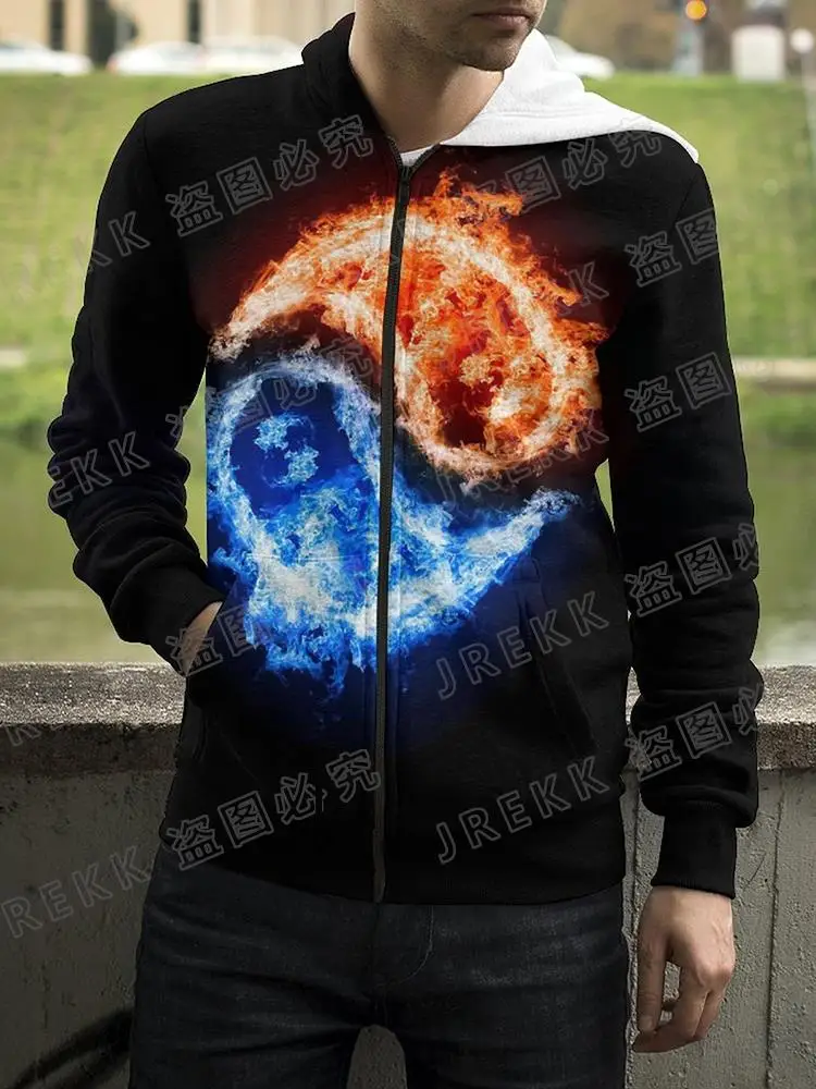 thumbnail image 1 of Sudadera con capucha y cremallera con estampado 3D de los ocho trigramas de Yin Yang para hombre y mujer, 1 of 5