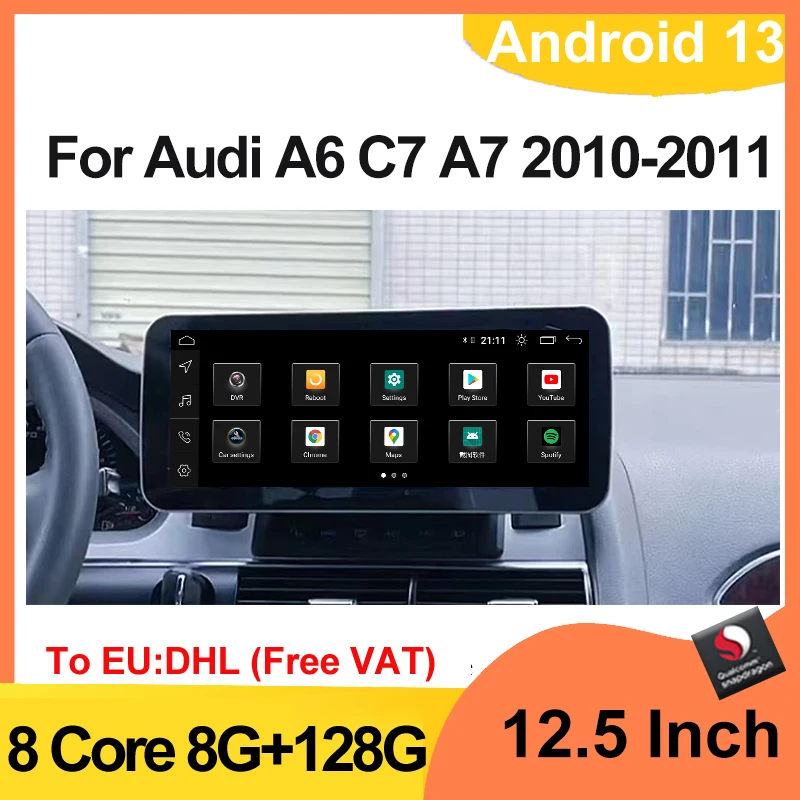 12.3 "Android 13 Qualcomm665 Schermo Lettore Dvd Multimediale Per Auto Per Audi A6 C7 Unità Principale Navigazione Gps Radio Carplay Auto 4G Wifi