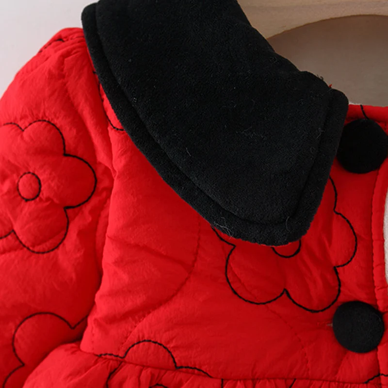 Winter girl flower doll collar cotton jacket Korean version full of flower embroidery single breasted cotton jacket