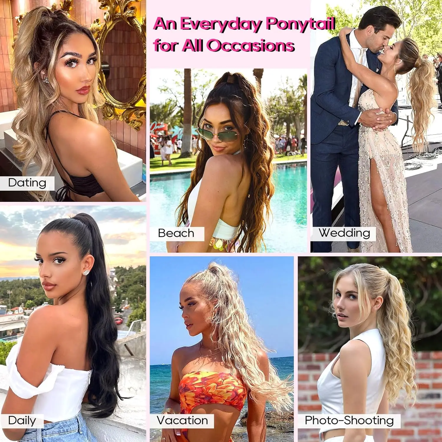 Synthetic Hair Piece Claw Clip in Ponytail Extension for women, Layered Wavy Hair Ponytail Extension, Soft Natural Looking clip in ponytail hair extension,synthetic ponytail,synthetic hair accessories,clip in ponytail extensions