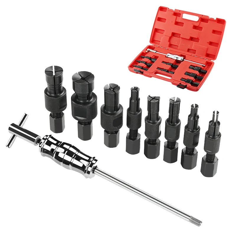 9Pcs Blind Hole Kit Slide Hammer Pilot Internal Bearing Puller Bearing Extractor Removal Tool Kit Tool Box adjustable wiper arm puller repair removal tool professional car battery terminal alternator bearing windshield puller extractor