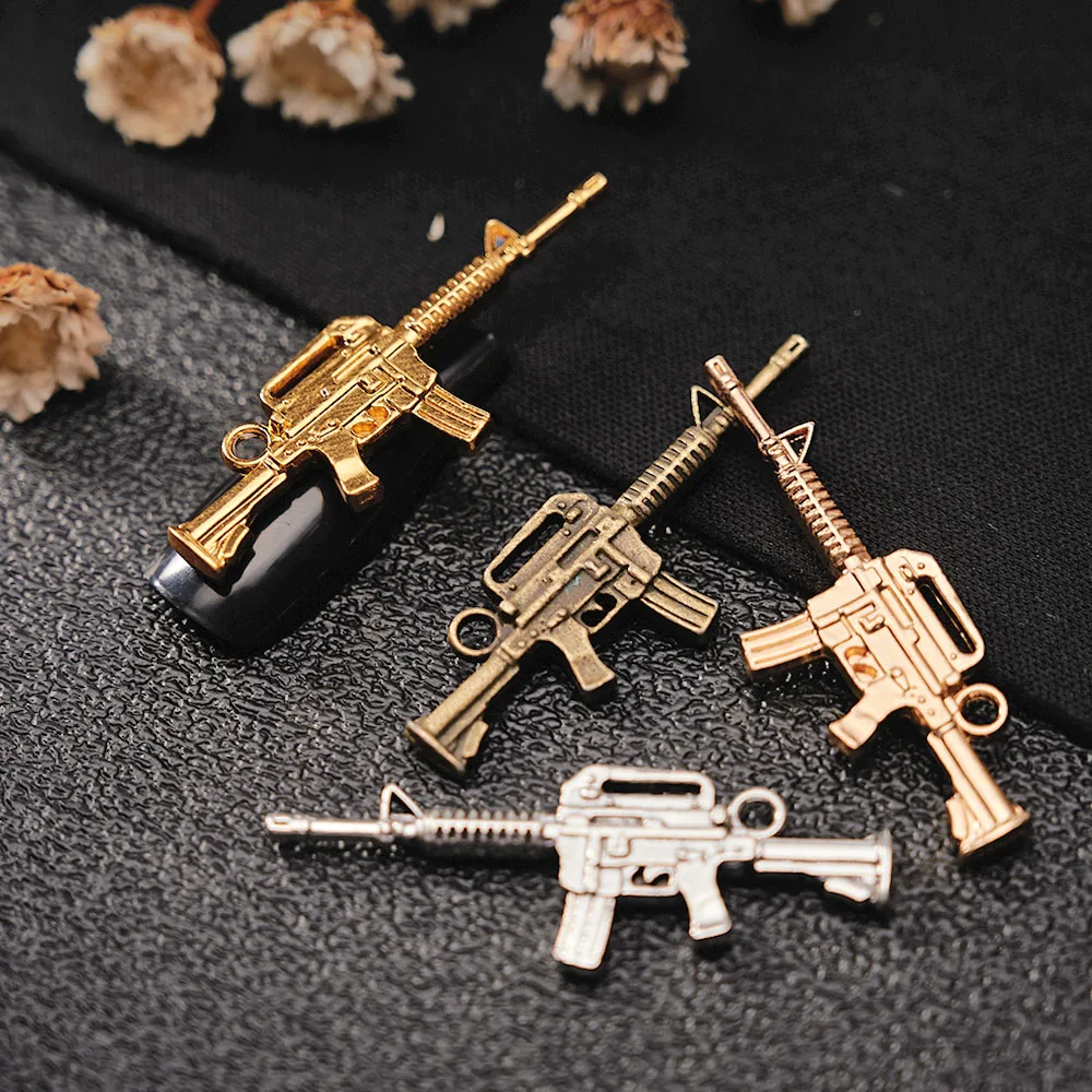 40pcs 3D Alloy Gun Nail Charms Mini Gun Nail Art Charms Metal Gun