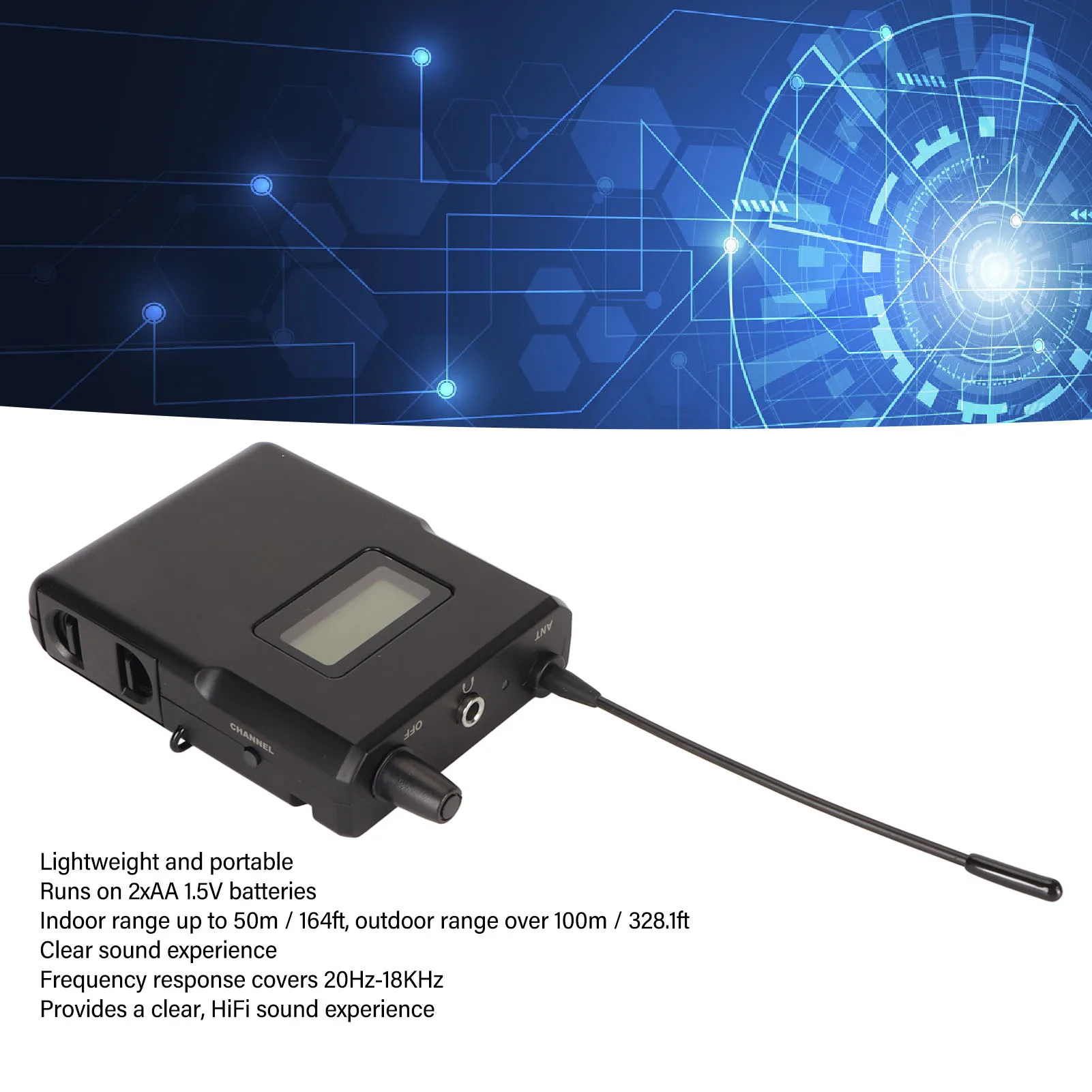 ANLEON S2R Receiver 526-535 570-590 670-680 863-865Mhz Stable Signal Clear Sound with LCD Screen 1/4 Wavelength audio receiver