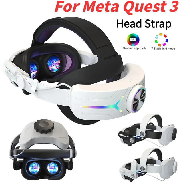 LED RGB Adjustable Head Strap for Meta Quest 3 VR Headset with Battery  8000mAh