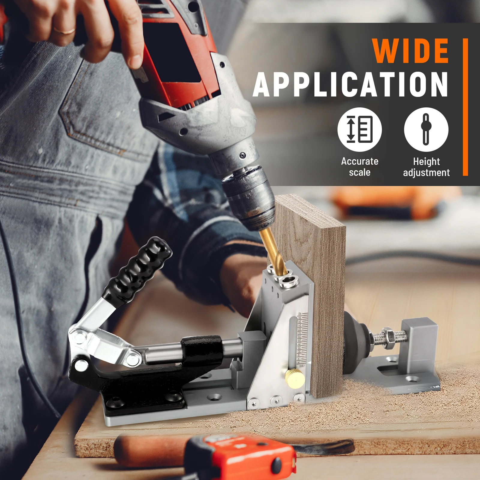 Pocket Hole Jig Kit, Professional and Upgraded Metal Pocket Screw Jig with Removable Vacuum Adapter