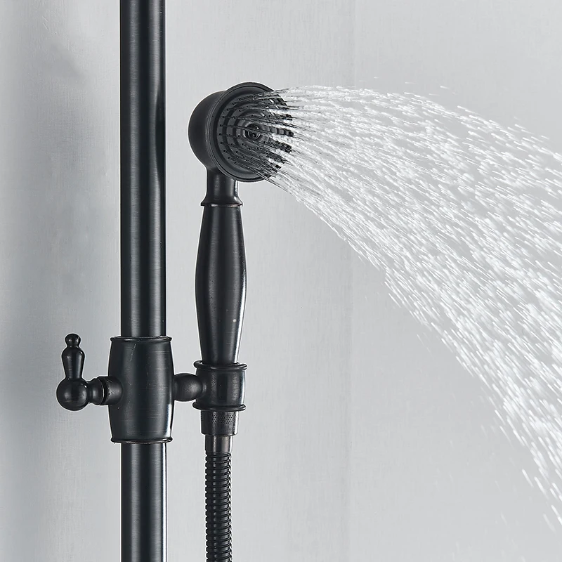 Description Picture 6 of itemOil Rubbed Bronze Shower Faucet Wall Mounted 8 '' Shower Head Hot And Cold Water Mixer Crane  Shower Bracket Bathroom Shower Set