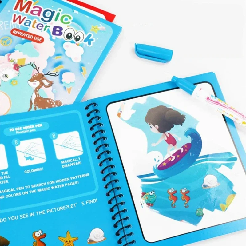 Magical Book Water Drawing Coloring Montessori Toys Toddler Toys Reusable Kids Painting Book Educational for Children
