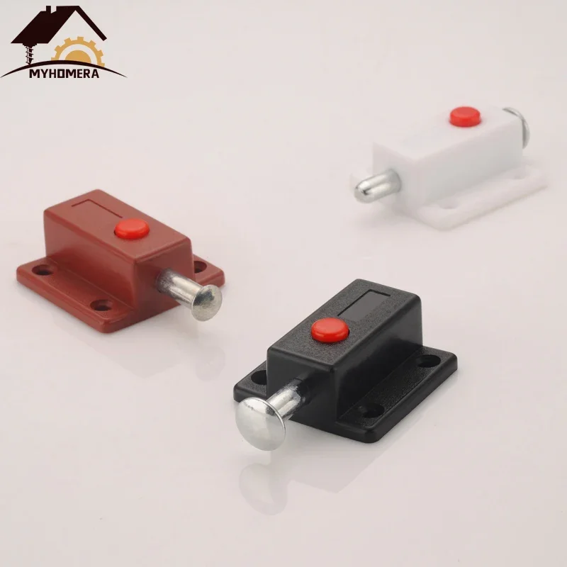 Door Latch Door Lock Cylinder Door Bolts Latch Lock Door Window Cabinet Cupboard Slide Locker Home Safety Push Button Spring Automatic Bolt Hardware DIY