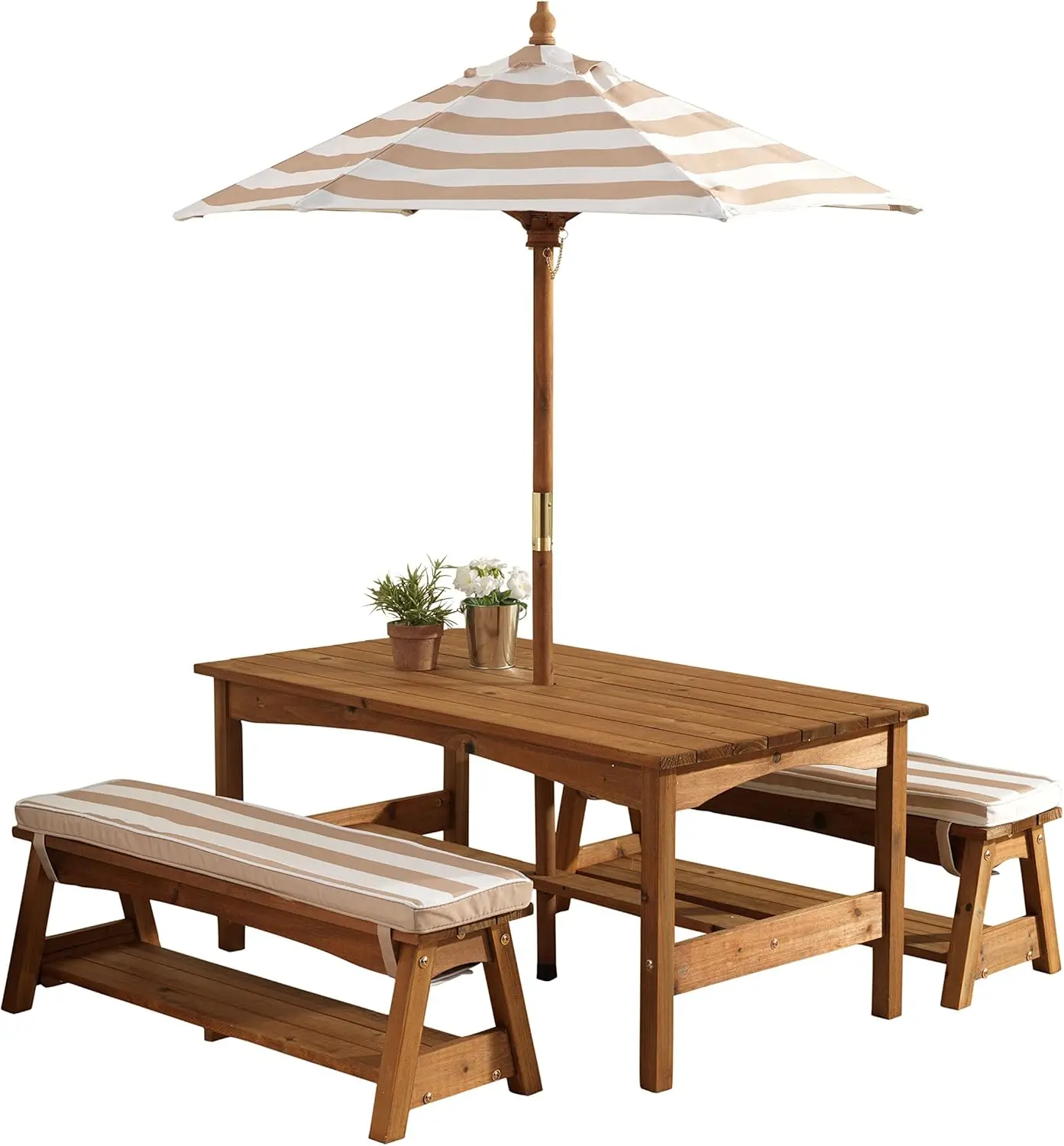 KidKraft Outdoor Table & Bench Set with Cushions and Umbrella 4