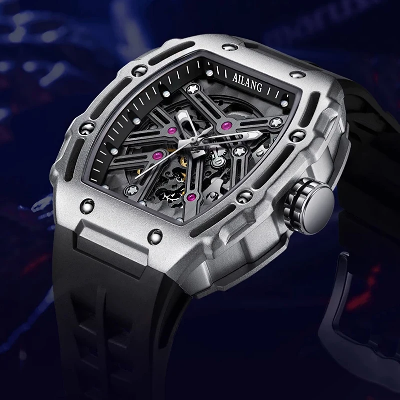 AILANG Nuovo orologio da polso sportivo meccanico scheletrato in acciaio inossidabile, orologio automatico impermeabile, orologi da uomo di marca superiore, Reloj Hombre_voghion.com