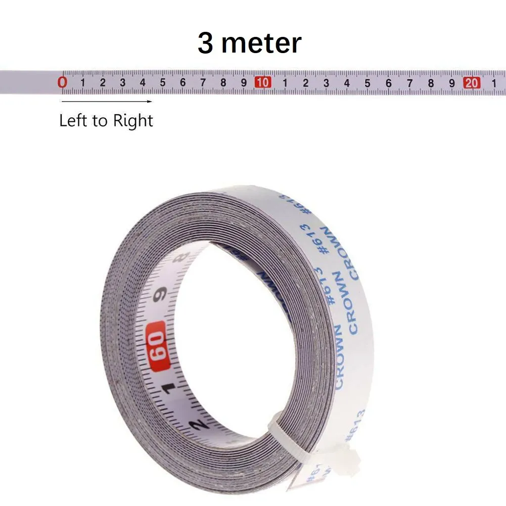 Zelfklevend Meetlint 3 m – Witte Gelakte Stalen Tape – Nummering Links-Naar- Rechts – Breedte 10 mm – Duplex Schaalverdeling – Ideaal Voor Paneelzagen, Werkbanken, Machines – Eenvoudige Applicatie