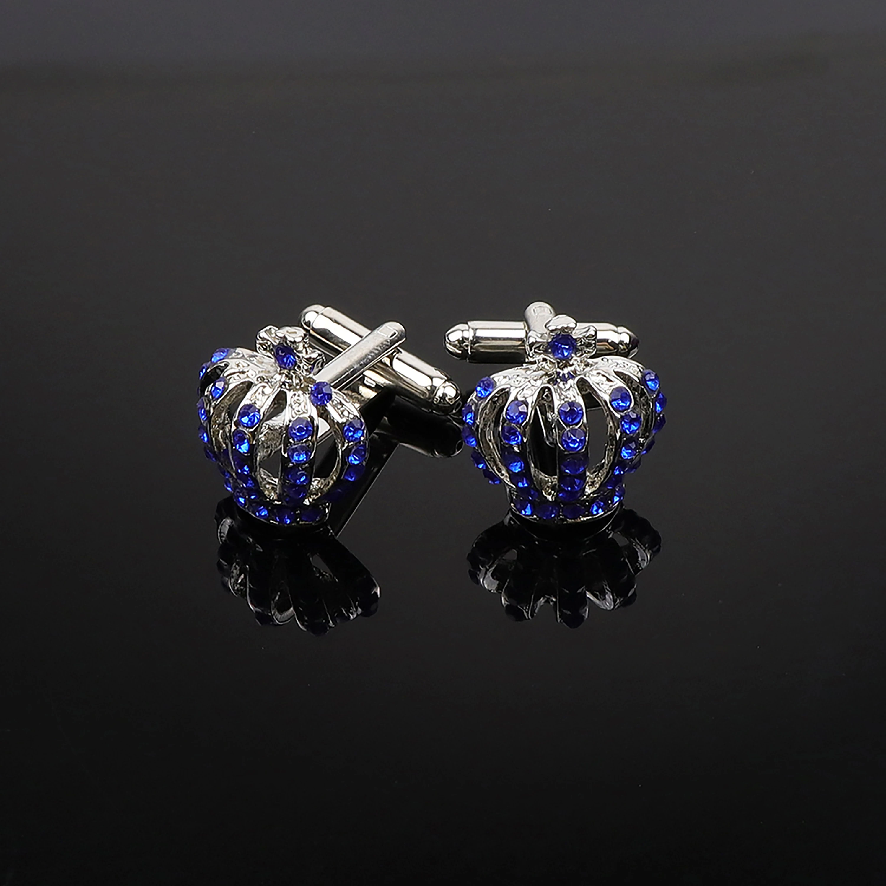 Crystal Cufflinks Brass Crown Maple Leaf Anchor Mens Wedding Bar Accessory