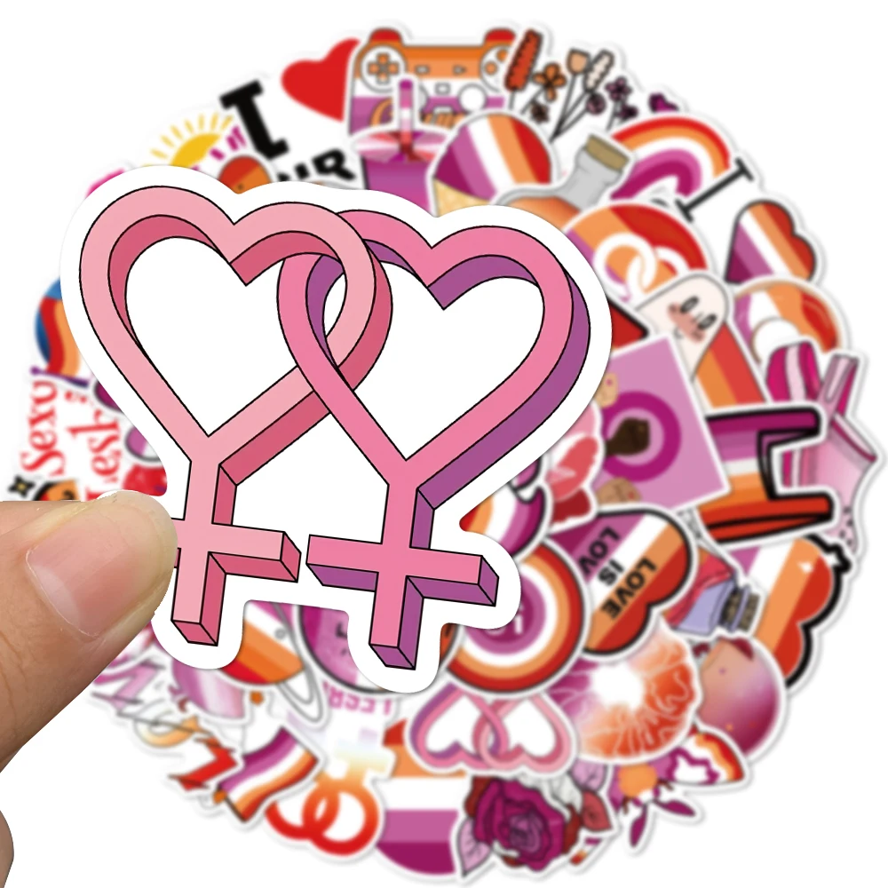 Lesbian 7 Stripe Flag Heart Sticker