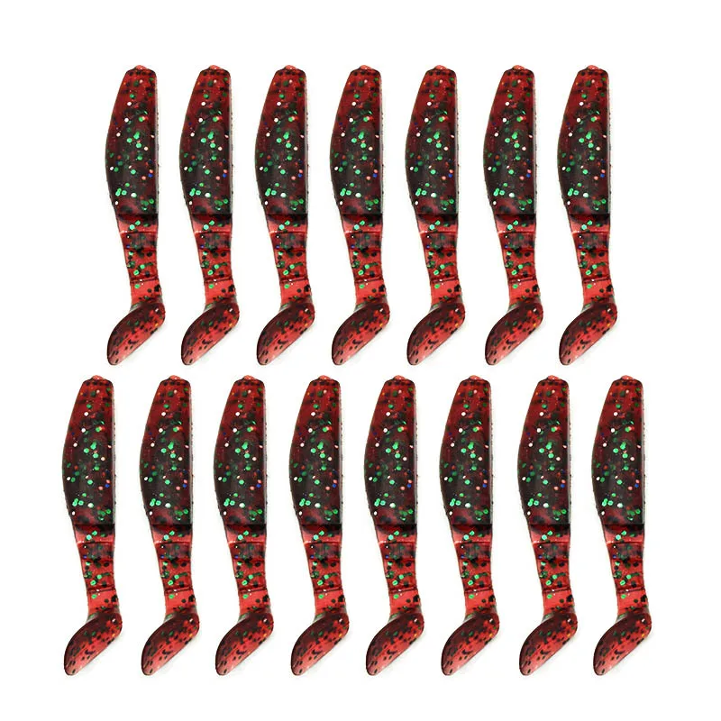 15pcs Fishing Bait 5.5CM 2G T-tail Soft Bait Luya Fake Bait Soft Worm Soft Bait Single Tail Worm Fishing Lures Lure Carp Fishing