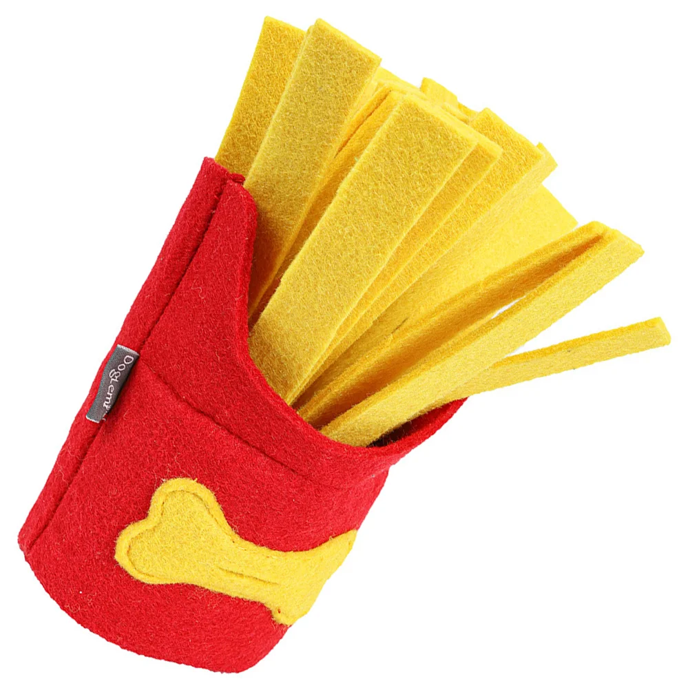 

Puppy Snuffle Feeding Toy French Fries Interactive Feed Game Toys Squeaky Slow Feeding Toy Hide Seek Puzzle Dog Toy