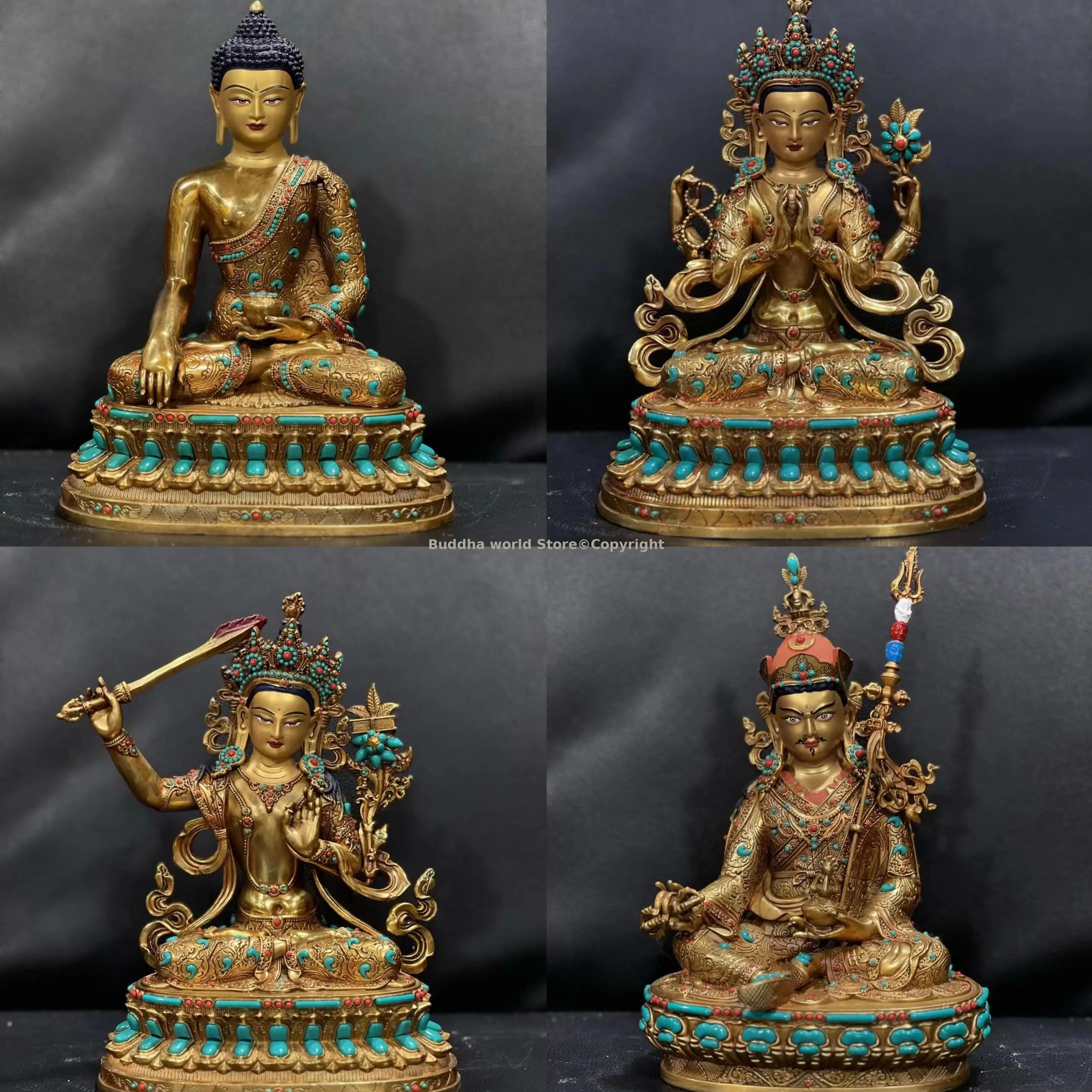 Exquisite Gemstone Buddha statue Shakyamuni Guru Rinpoche Manjusri Goddess Effective protection Wholesale Buddhist supplies 2