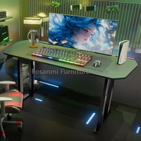 Gaming Desk with Light Large Tabletop Stable High Quality Home Room Computer Desk Gamer Electric Height Adjustment Motion Table