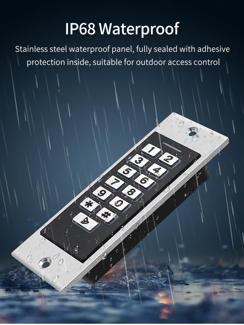 9-18V 125Khz RFID Reader Keyless Door Opener Metal Access Control Keypad IP66 Wa