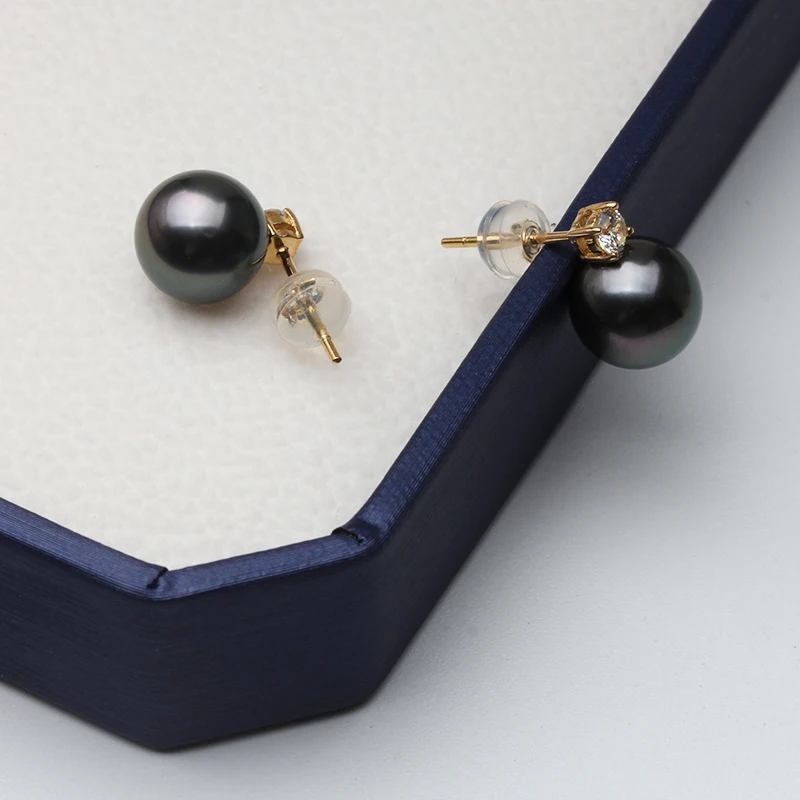 Boucles D'oreilles Perles Noires De Tahiti Facettées - Argent Fin, Dormeuses, Neuves ROSEMIMOSA