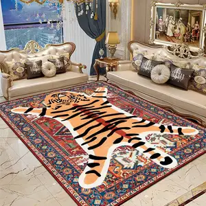 3D Tiger skin printed carpets Anti slip Area Rugs large living room Bedroom Persian Ethnic Style home Decor Kids Play floor Mats