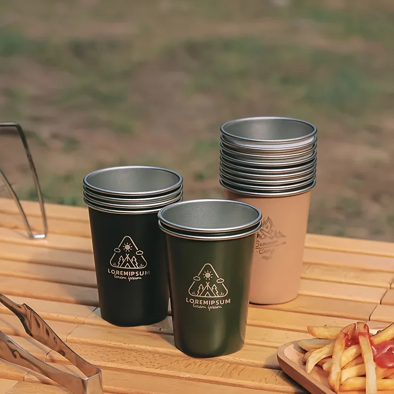 350ml 스테인레스 스틸 맥주 머그잔 야외 캠핑 맥주 커피 컵 우유 머그잔 하이킹 피크닉 바베큐 휴대용 워터 컵 접이식 컵