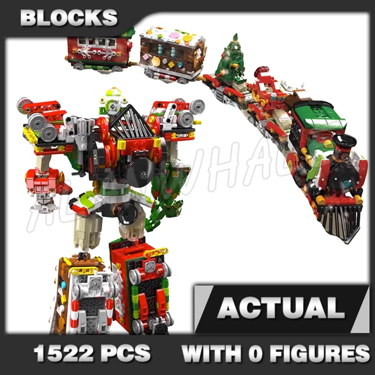 

1522pcs Creative Expert 2in1 Winter Holiday Train transform to Robots Mech 12028 Building Block Toys Compatible With Model