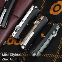 Glykon Mini Style Micro OTF Knife Tech Pocket Knives M390 Blade Outdoor Camping Self Defense Zinc Aluminum Handle EDC Tools 1