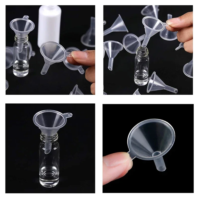 100pcs/lot Plastic Small Funnels For Perfume Mini Liquid Oil Funnels Kitchen Gadget Empty Bottle Packing Tools